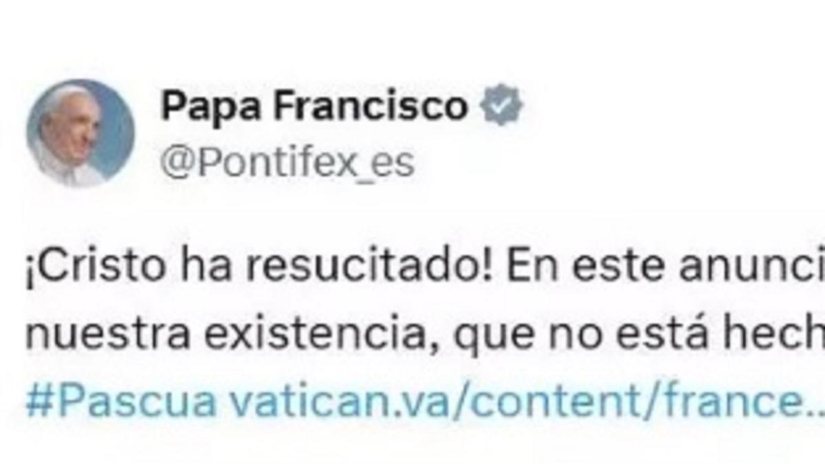 El último tuit del papa Francisco antes de perder la vida y la cuenta de X.