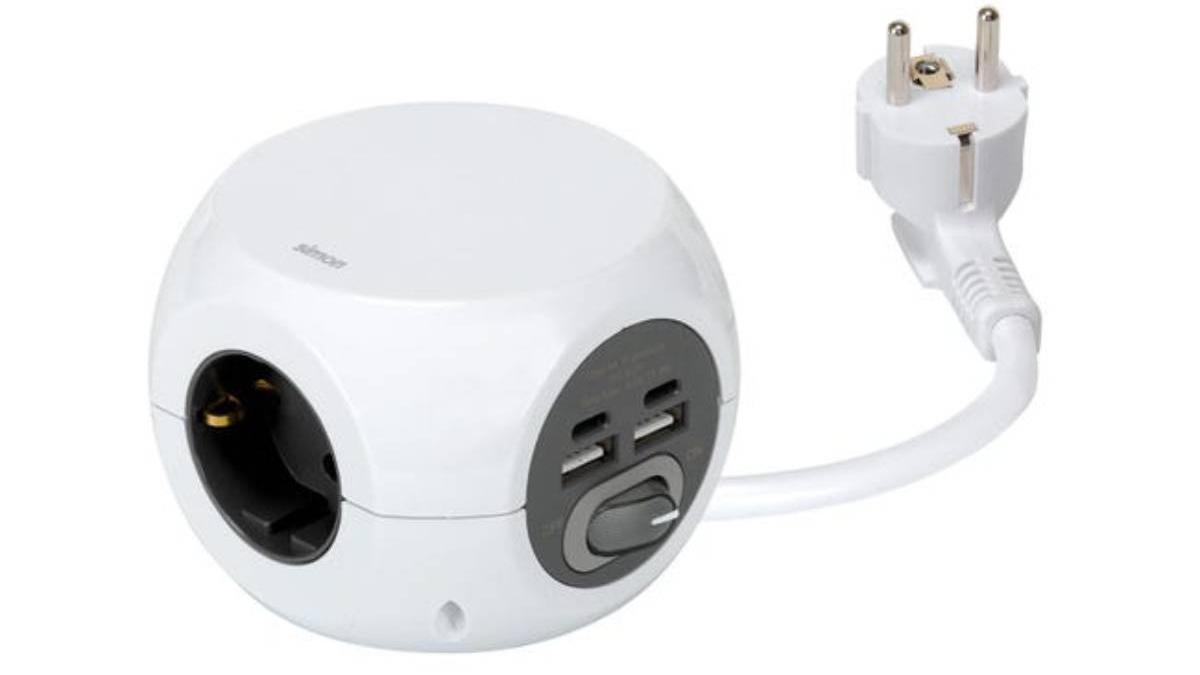 Base Multicombi 3 tomas 2 USB A + 2 USB C Simon