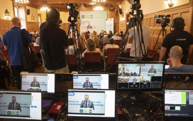 El lehendakari, Iñigo Urkullu, ayer en la inauguración de los Cursos de Verano de la UPV/EHU.