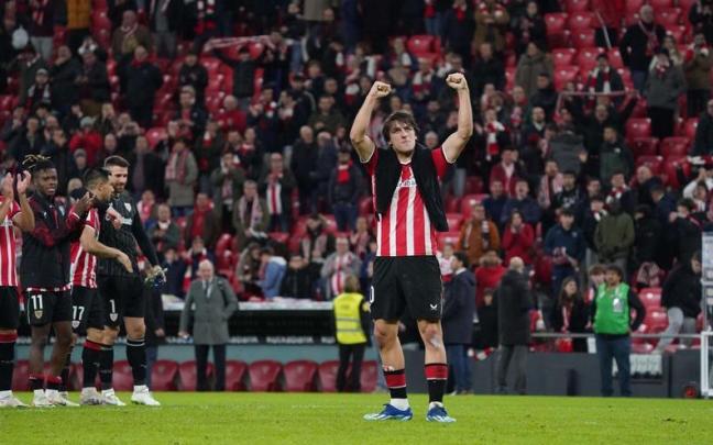 Unai Gómez celebra el pase a semifinales de Copa / DEIA