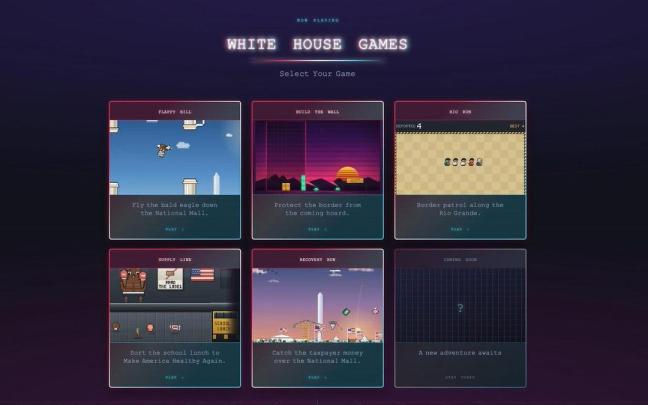 Entre los cinco juegos subidos hasta el momento a la plataforma destacan 'Construir el muro' --similar al Tetris y que tiene como objetivo "proteger la frontera de la horda que llega".