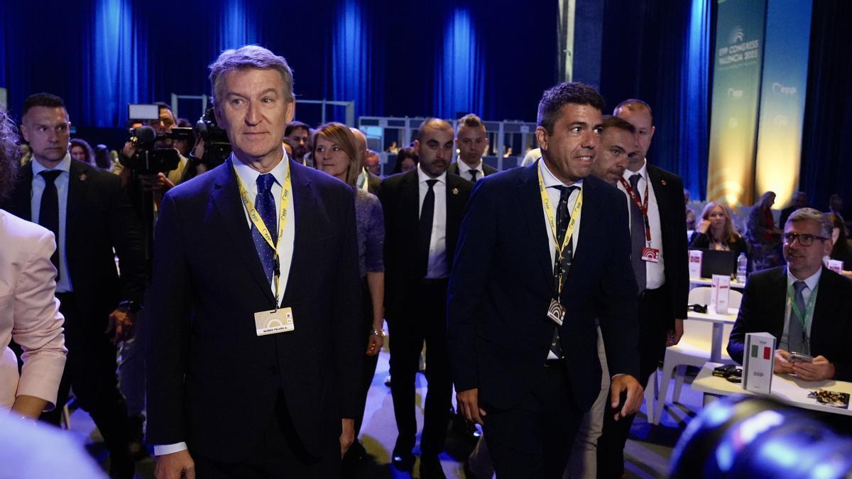 Alberto Núñez Feijóo evito cualquier gesto de cercanía a Carlos Mazón durante el congreso del PPE en Valencia