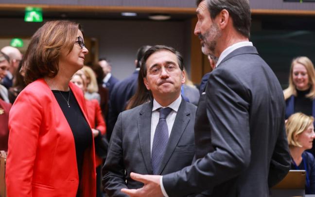 Albares, durante la reunión de ministros de Exteriores de la UE que se celebra este jueves en Bruselas.