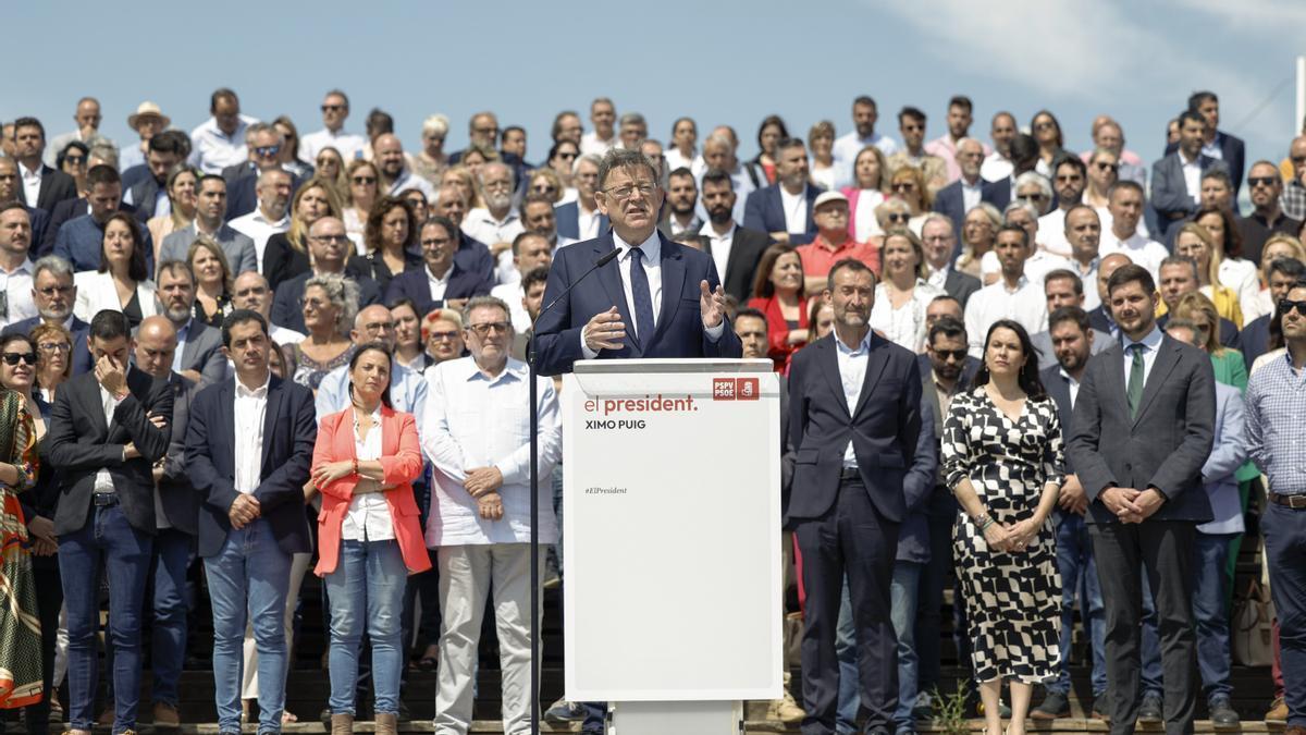 Ximo Puig, junto a los candidatos municipales de la Comunitat Valenciana.