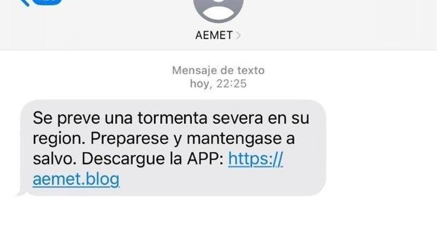 AEMET avisa nunca envía SMS