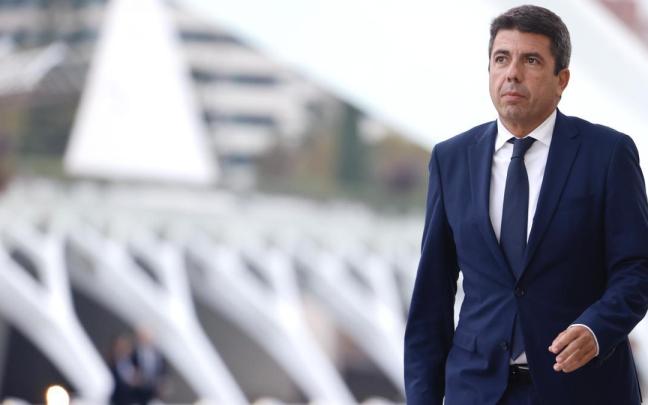 El presidente de la Generalitat valenciana, Carlos Mazón, a su llegada al homenaje a las víctimas de la dana