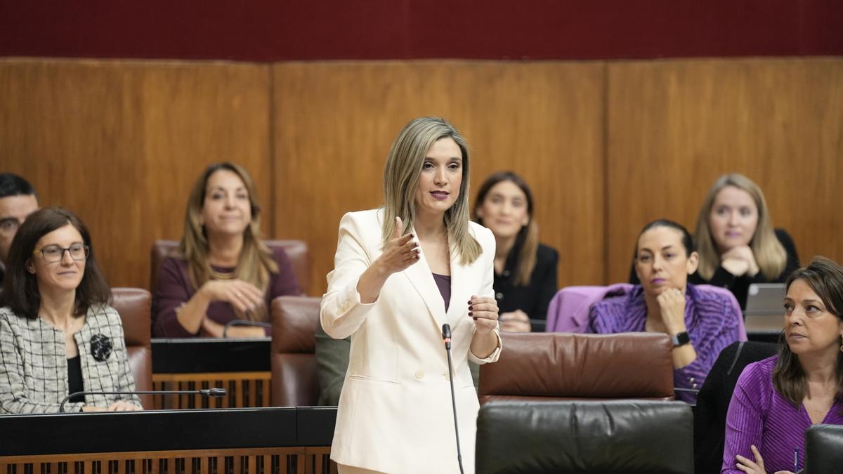 Una diputada interviene en el Parlamento de Andalucía.
