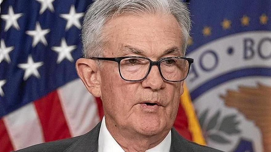 El presidente de la Reserva Federal, Jerome Powell, en la rueda de prensa posterior a la reunión.