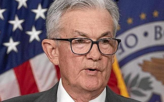 El presidente de la Reserva Federal, Jerome Powell, en la rueda de prensa posterior a la reunión.