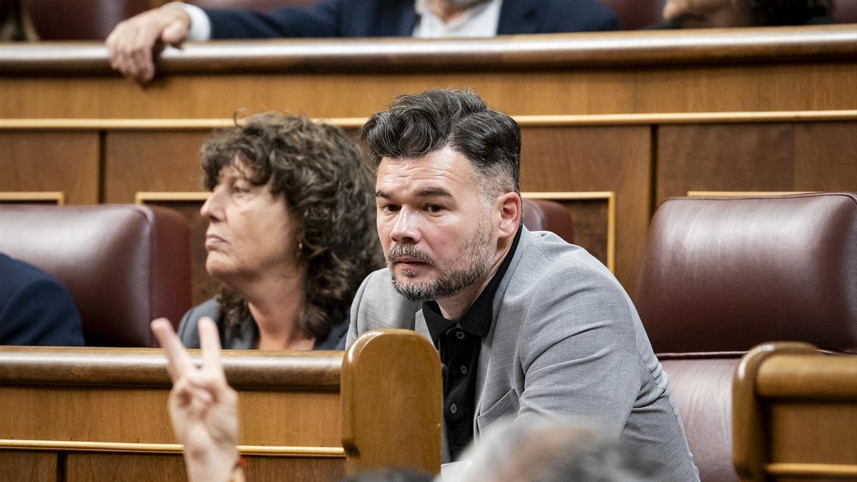 El portavoz de ERC en el Congreso de los Diputados, Gabriel Rufián, en el Parlamento.