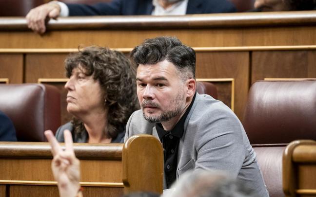 El portavoz de ERC en el Congreso de los Diputados, Gabriel Rufián, en el Parlamento.