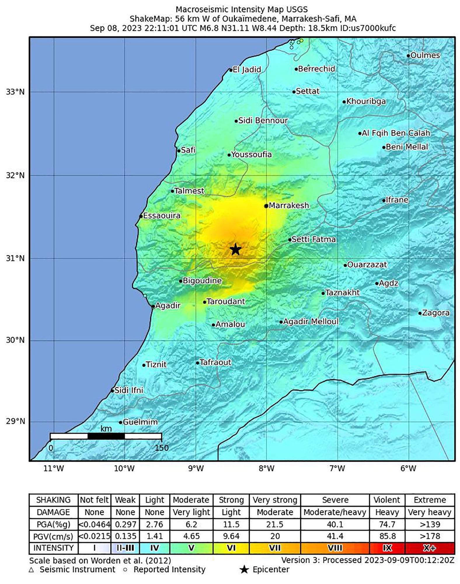 Epicentro del terremoto.