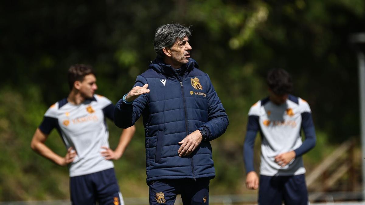 Imanol Alguacil, durante un entrenamiento en las instalaciones de Zubieta. / REAL SOCIEDAD