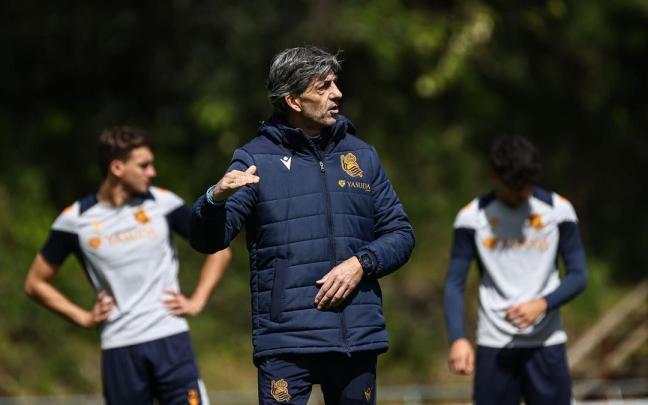 Imanol Alguacil, durante un entrenamiento en las instalaciones de Zubieta. / REAL SOCIEDAD