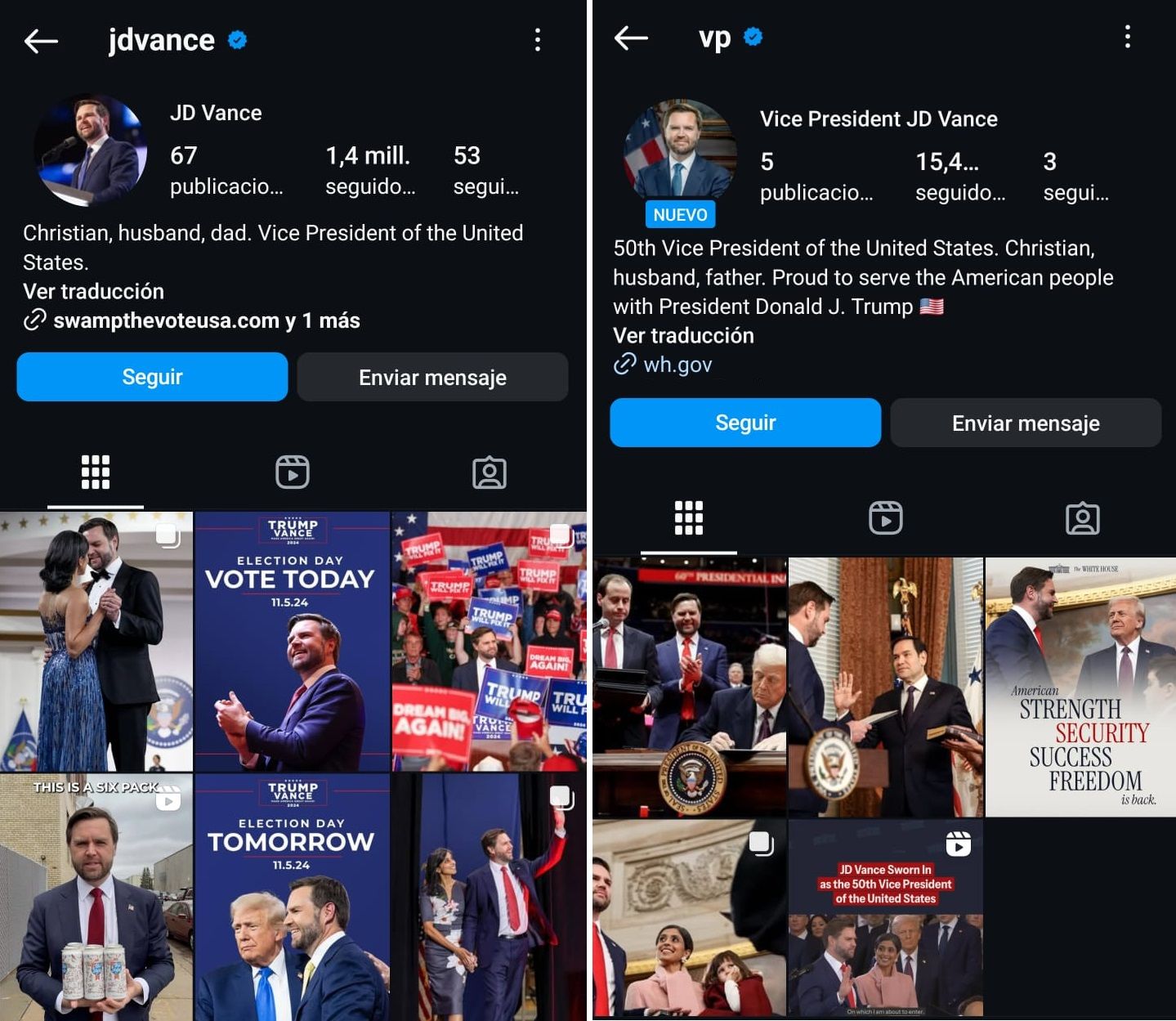 Las dos cuentas que actualmente maneja J.D. Vance