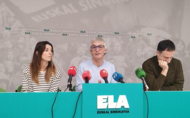 Janire Landaluze, Mikel Noval y Mitxel Lakuntza del sindicato ELA.