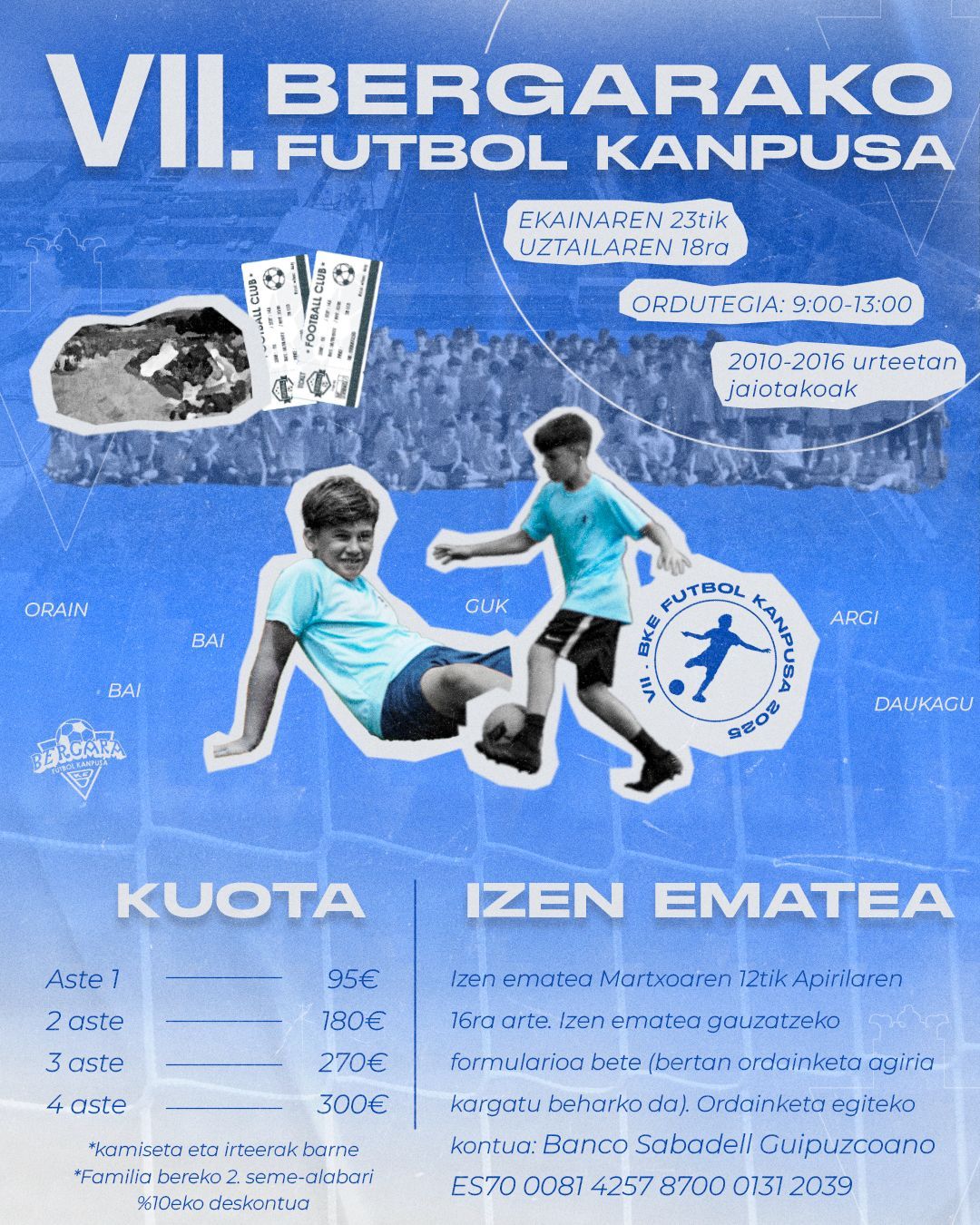 Cartel que anuncia el campus de fútbol del BKE.