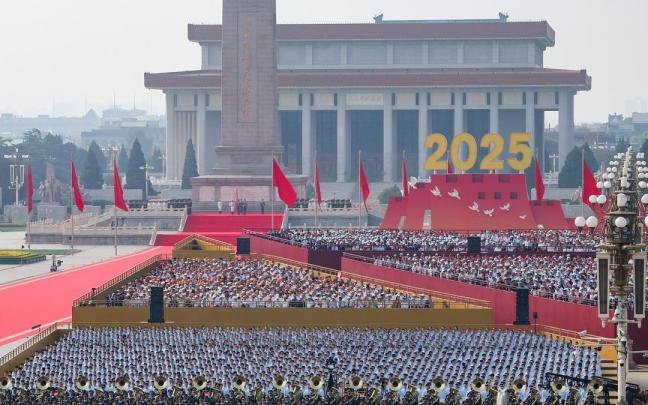 La plaza de Tiananmén, en Pekín, durante el desfile militar celebrado por China para conmemorar el 80º aniversario del fin de la Segunda Guerra Mundial.