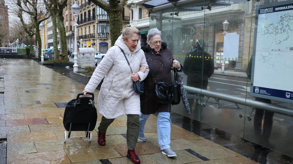 Temporal de lluvia en Donostia