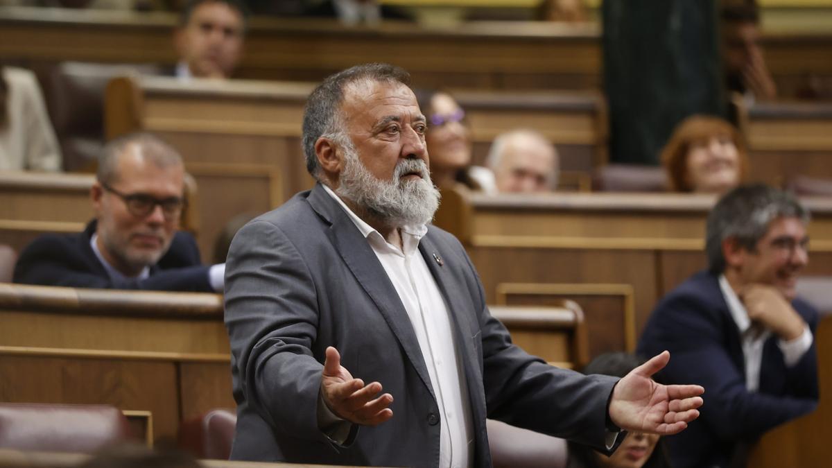 El diputado del PSOE por Teruel Herminio Rufino Sancho Íñiguez, tras equivocarse durante la votación.