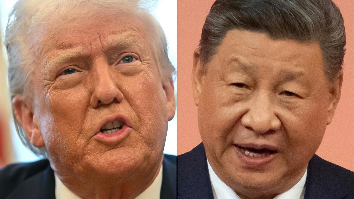 Composición fotográfica con imágenes de los presidentes de EEUU, Donald Trump (i), y China, Xi Jinping (d).