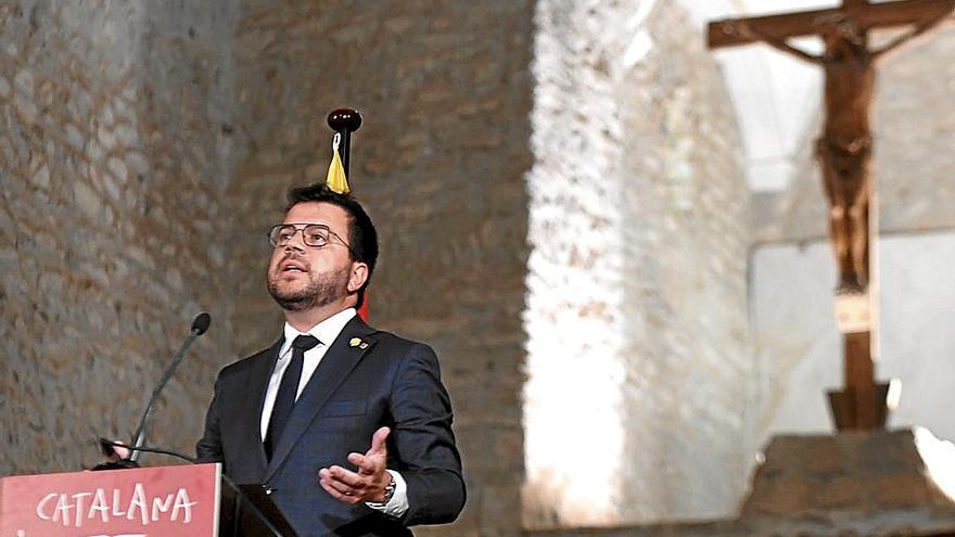 El president Aragonès, durante el homenaje a Pau Casals en Catalunya Nord. | FOTO: E. P.