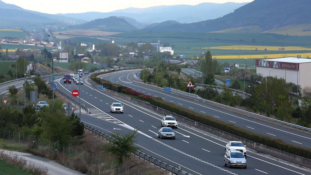 Seto en la mediana que recorre la Autovía del Pirineo (A-21).