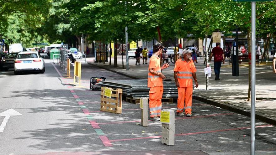 Fotos de los primeros trabajos para el parking de la Plaza de la Cruz de Pamplona.