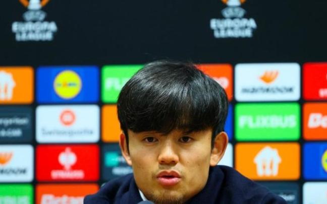 Take Kubo, en su comparecencia ante los medios de comunicación. / REAL SOCIEDAD