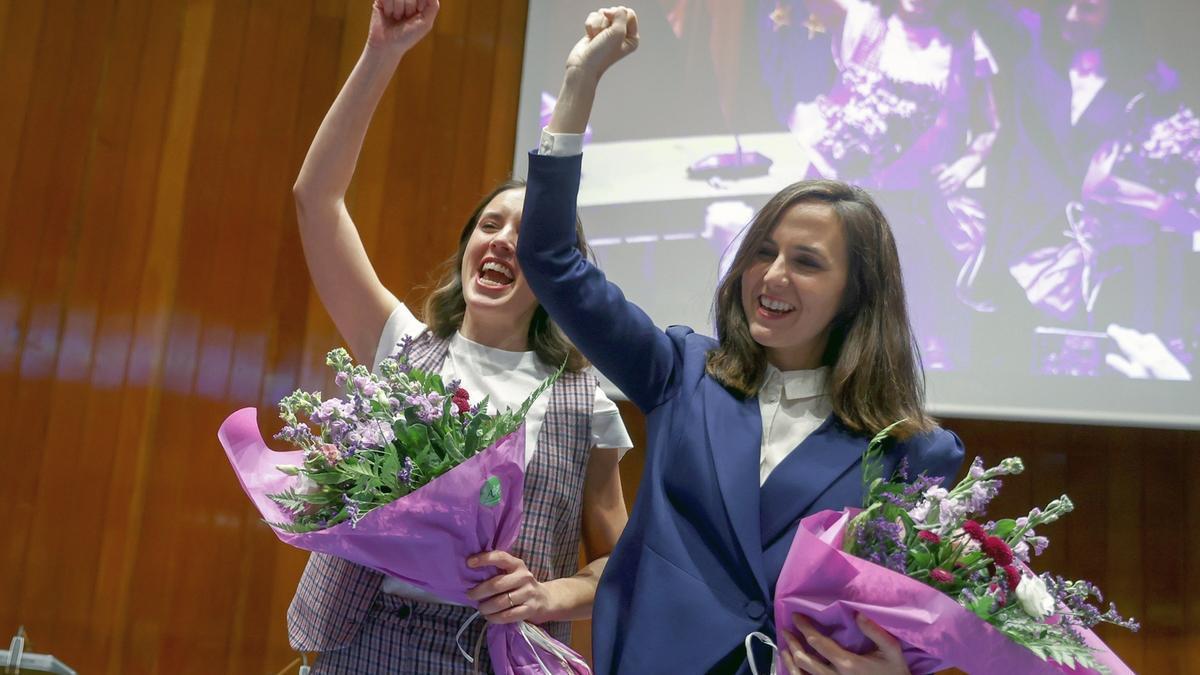 Irene Montero y Ione Belarra, tras despedirse el martes de sus respectivos ministerios.