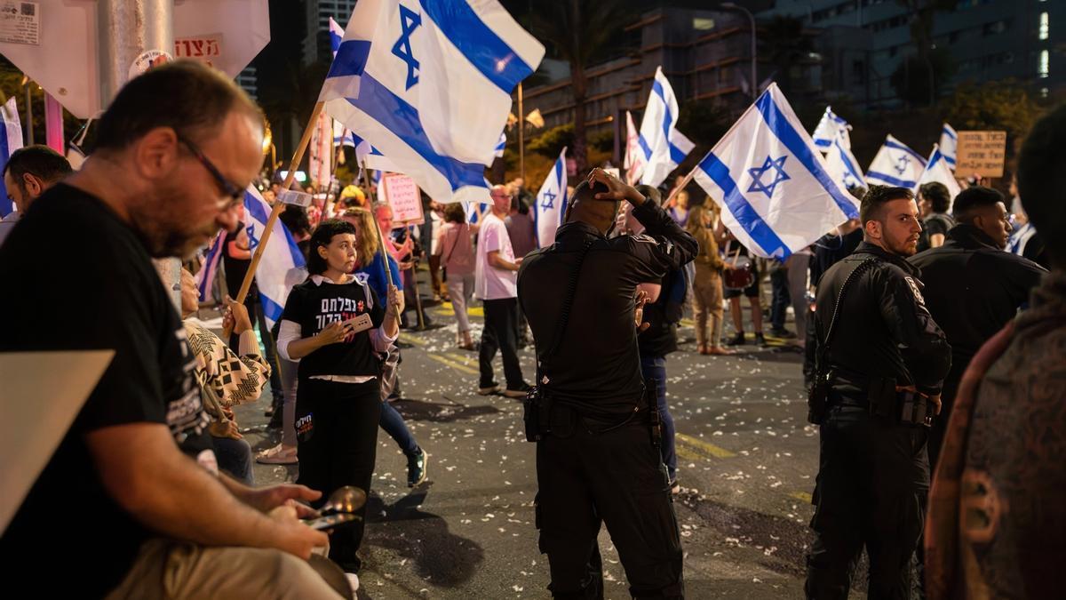 Manifestación contra el Gobierno de Benjamin Netanyahu en Tel Aviv.