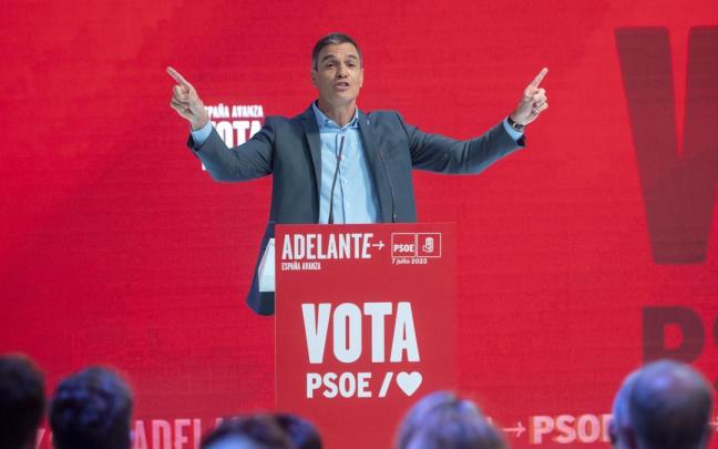 El presidente del Gobierno español y candidato a la reelección, Pedro Sánchez, ayer en la presentación del programa.