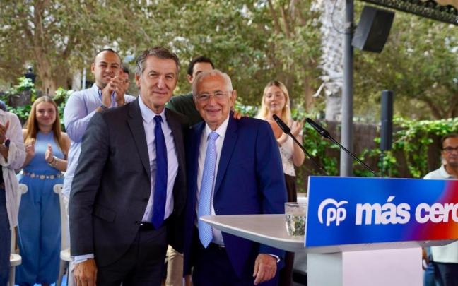 El presidente estatal del Partido Popular, Alberto Núñez Feijóo, y el presidente de Melilla.