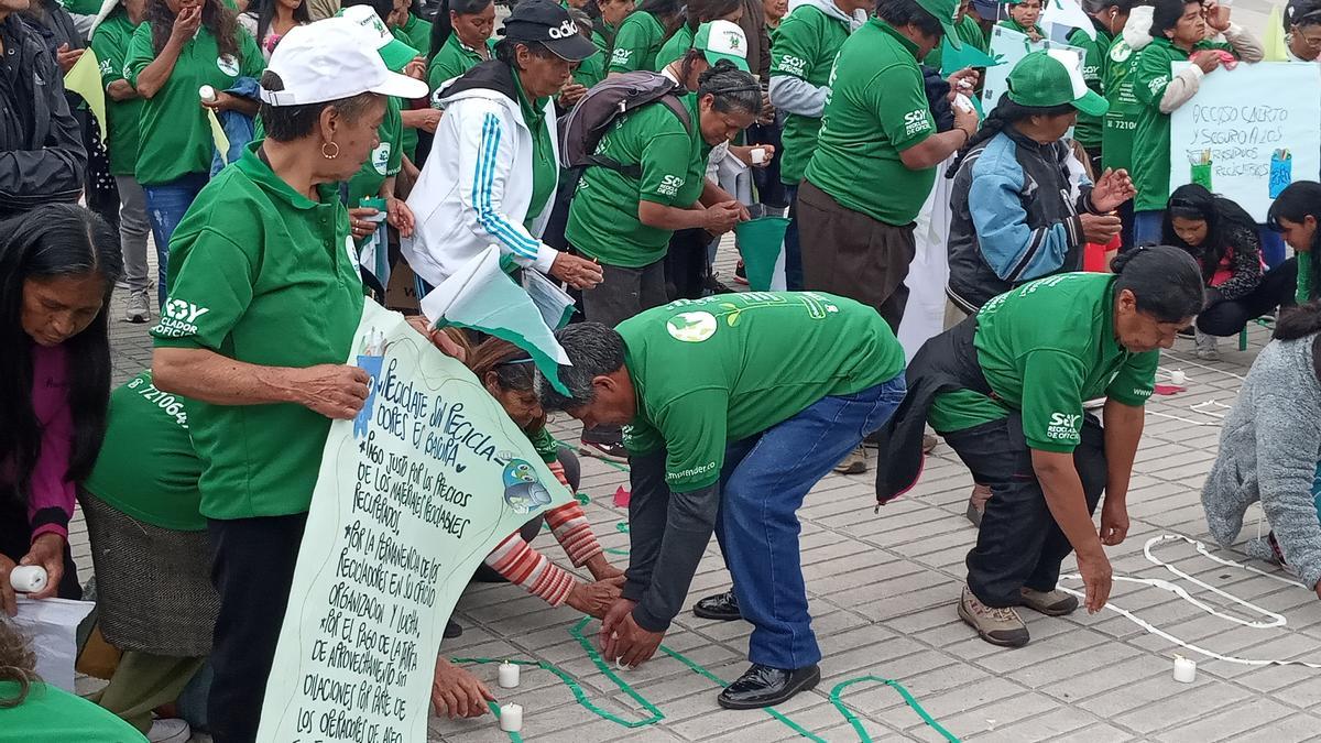 Recicladoras de oficio en manifestación en Pasto.