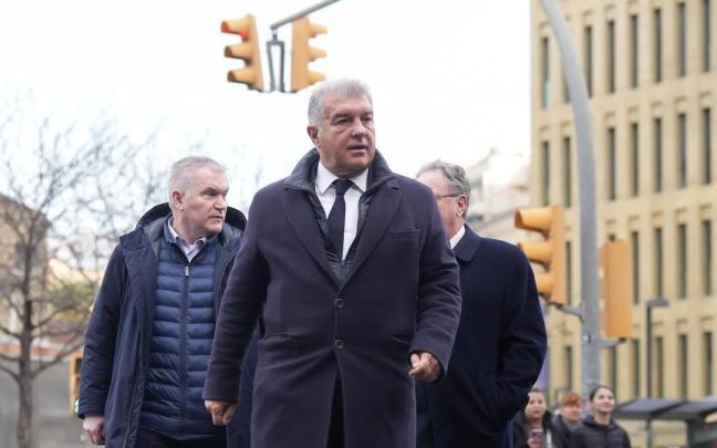 El presidente del FC Barcelona, Joan Laporta, a su llegada al juzgado