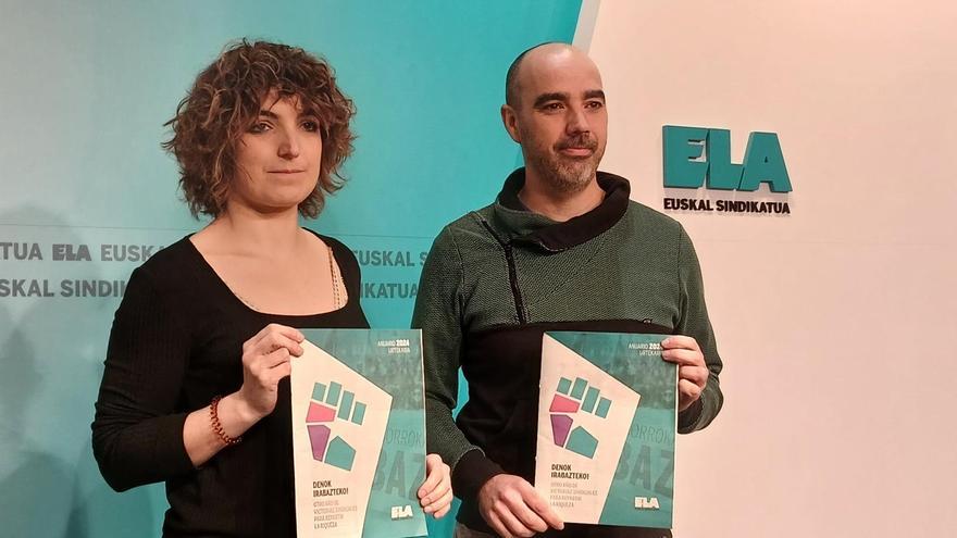 Ane Zelaia y Pello Igeregi. | ELA cree que la huelga es "imprescindible" porque la patronal es "autoritaria" y, si no, no tiene "voluntad negociadora"