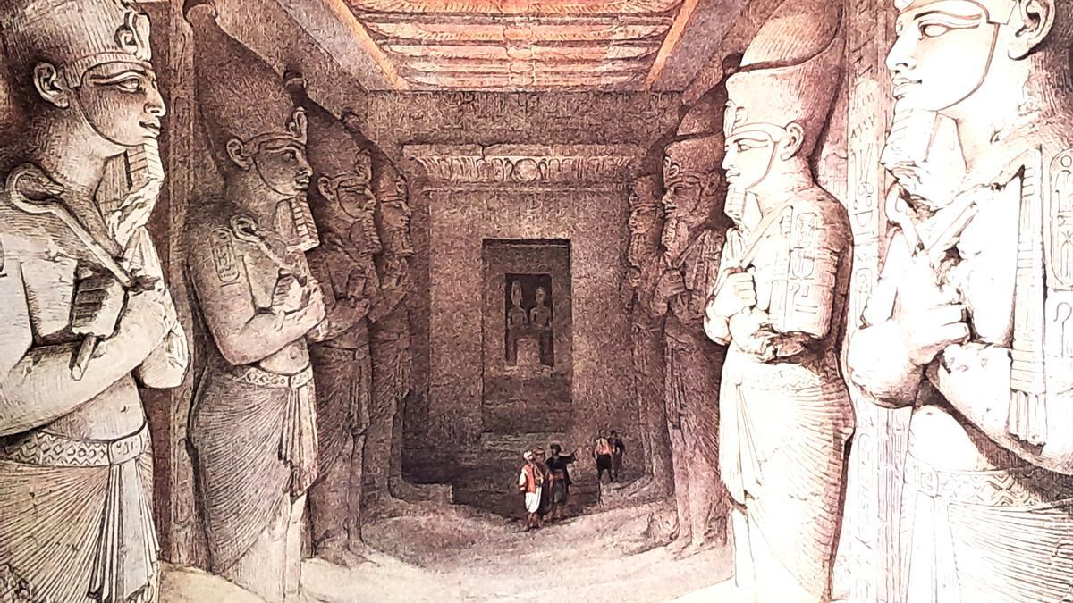 Litrografía de David Roberts del interior del gran templo.