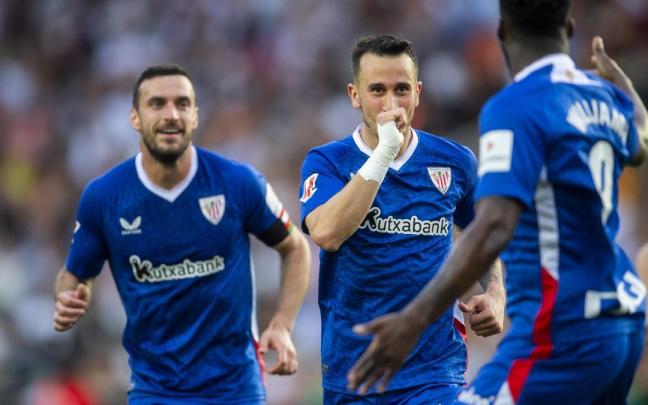 Álex Berenguer celebrando su gol frente al Valencia el pasado fin de semana. Foto: ATHLETIC CLUB