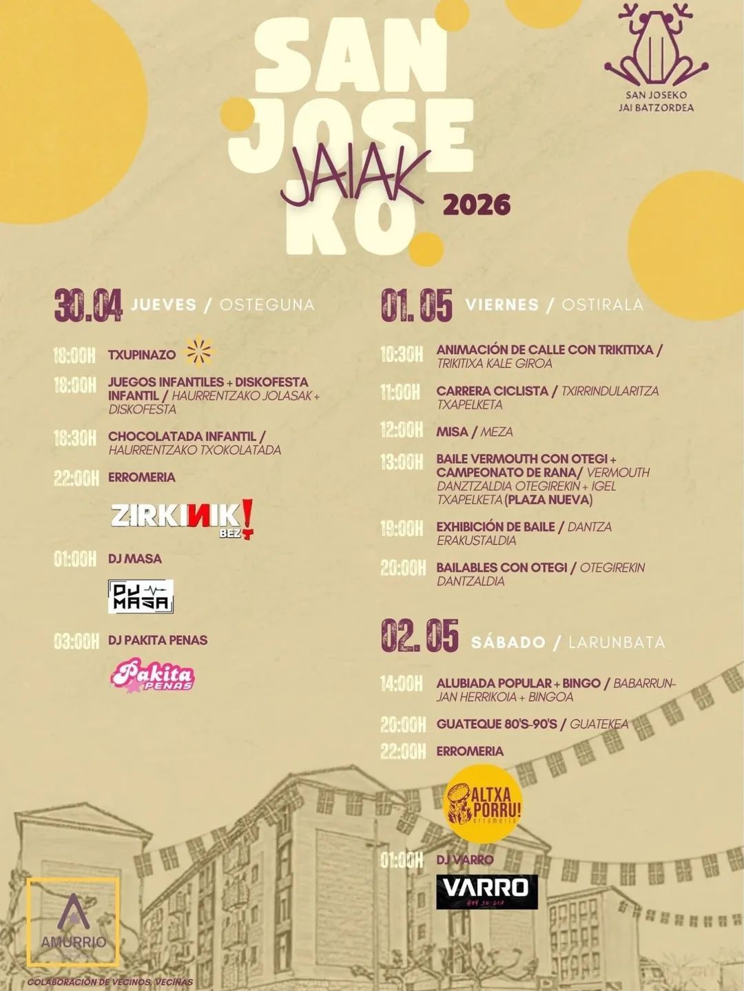 Programa de las fiestas del barrio San José en Amurrio