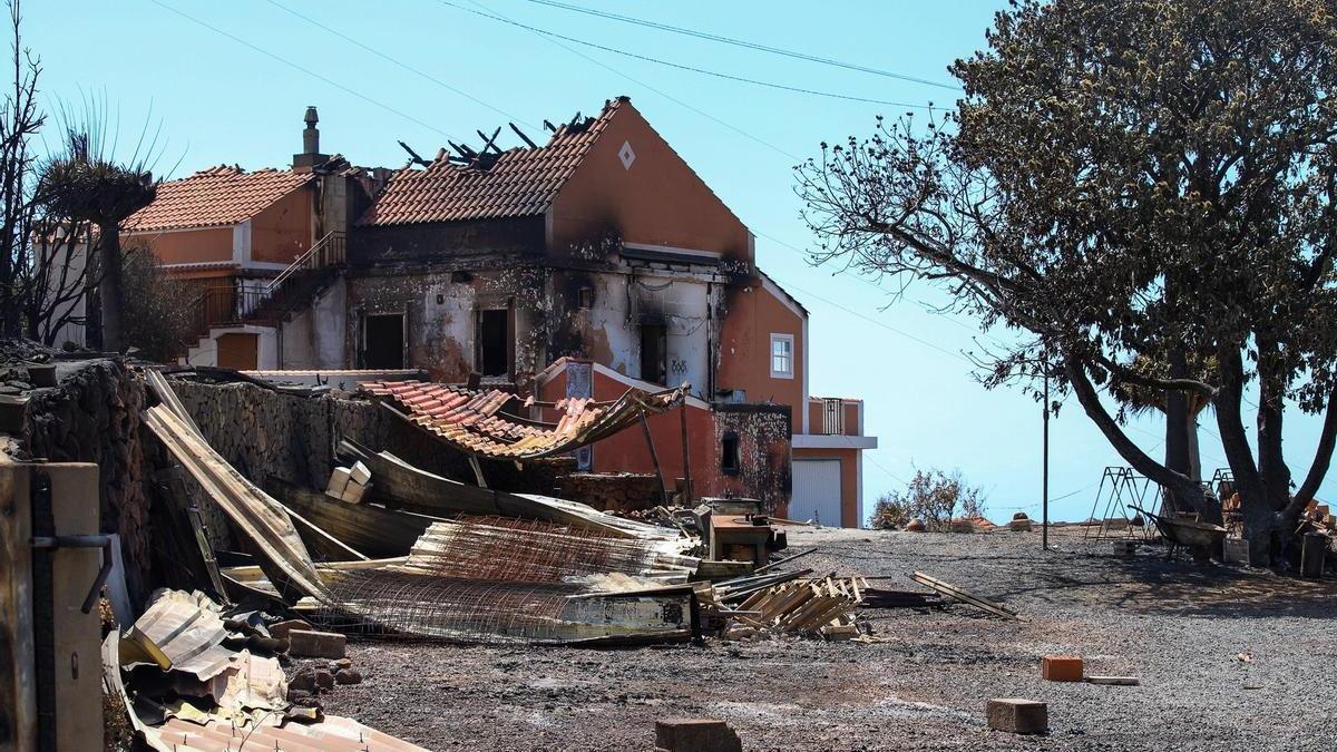 Imagen de los daños provocados por el incendio de La Palma en el municipio de Puntagorda.