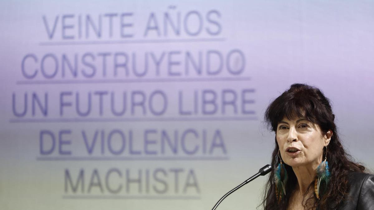 La ministra Ana Redondo en el acto para conmemorar el aniversario de la ley contra la violencia de género.