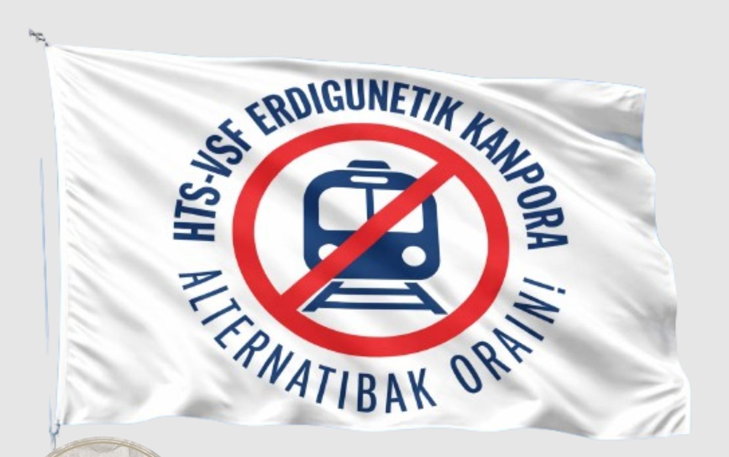 Imagen de la bandera en contra de la Variante Sur Ferroviaria