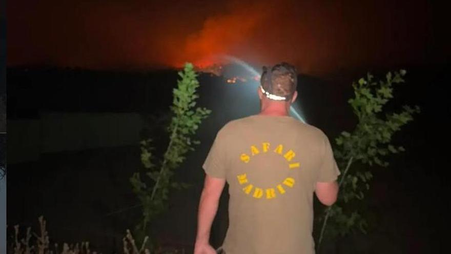 Trabajador de Safari Madrid, durante los incendios.
