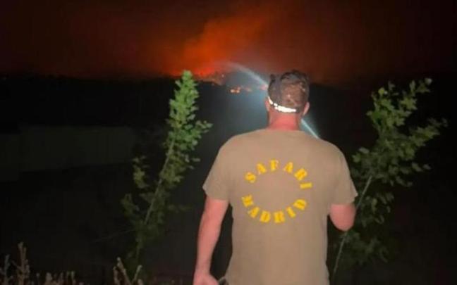 Trabajador de Safari Madrid, durante los incendios.