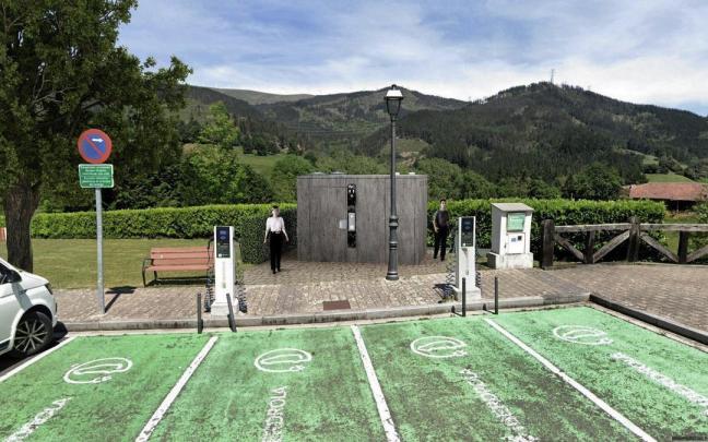 Infografía del aseo público a instalar en la zona de juegos infantiles de San MigueL