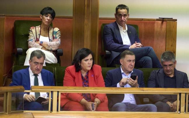 Arnaldo Otegi sigue el debate de política general desde la tribuna de invitados del Parlamento Vasco