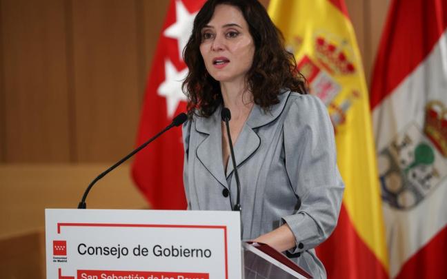 Ayuso, durante su comparecencia.