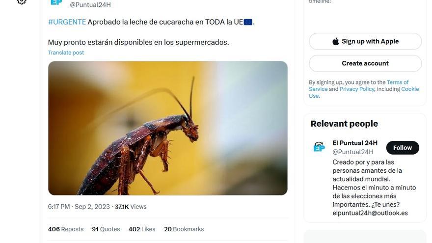 Directamente mentira, la UR no ha aprobado nada relacionado con las cucarachas y su consumo.