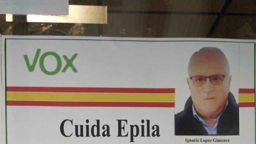 La foto de Mariló Montero, en el cartel de Vox en Épila.