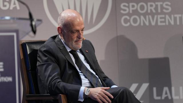 Javier Tebas, presidente de LaLiga, ha recibido un duro revés con la cancelación del Villarreal-Barcelona de Miami.